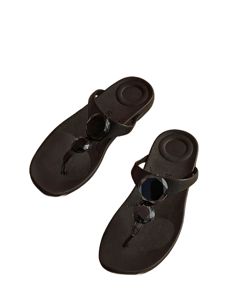 FitFlop - SOLAY GLOSSY-DISC TOE-POST SANDALS - flade sandaler - black - 4