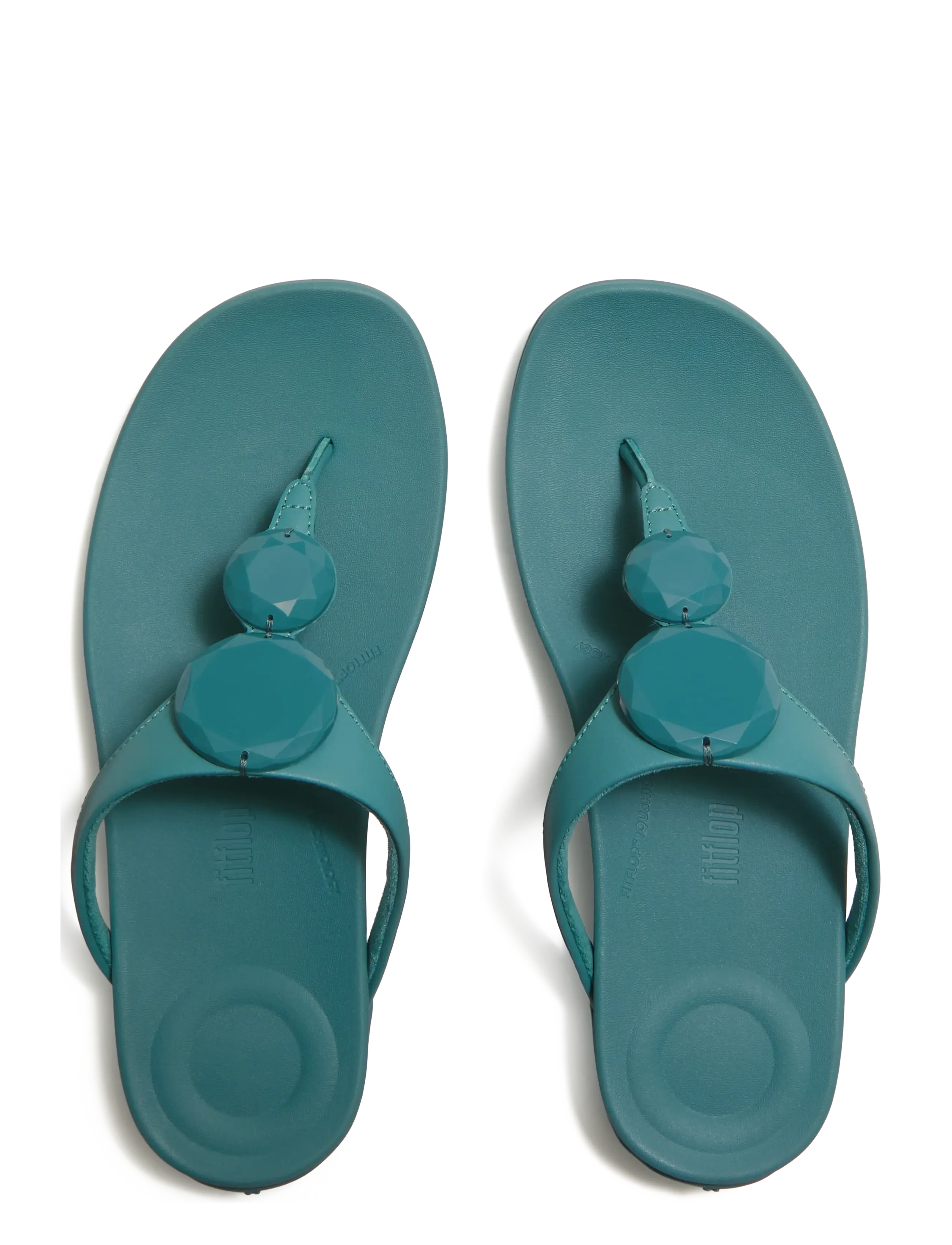 FitFlop - SOLAY GLOSSY-DISC TOE-POST SANDALS - flat sandals - teal - 2
