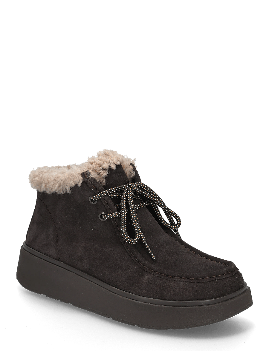 FitFlop - GEN-FF SUEDE SHEARLING LACE UP BOOTS - platta ankelboots - chocolate brown - 0