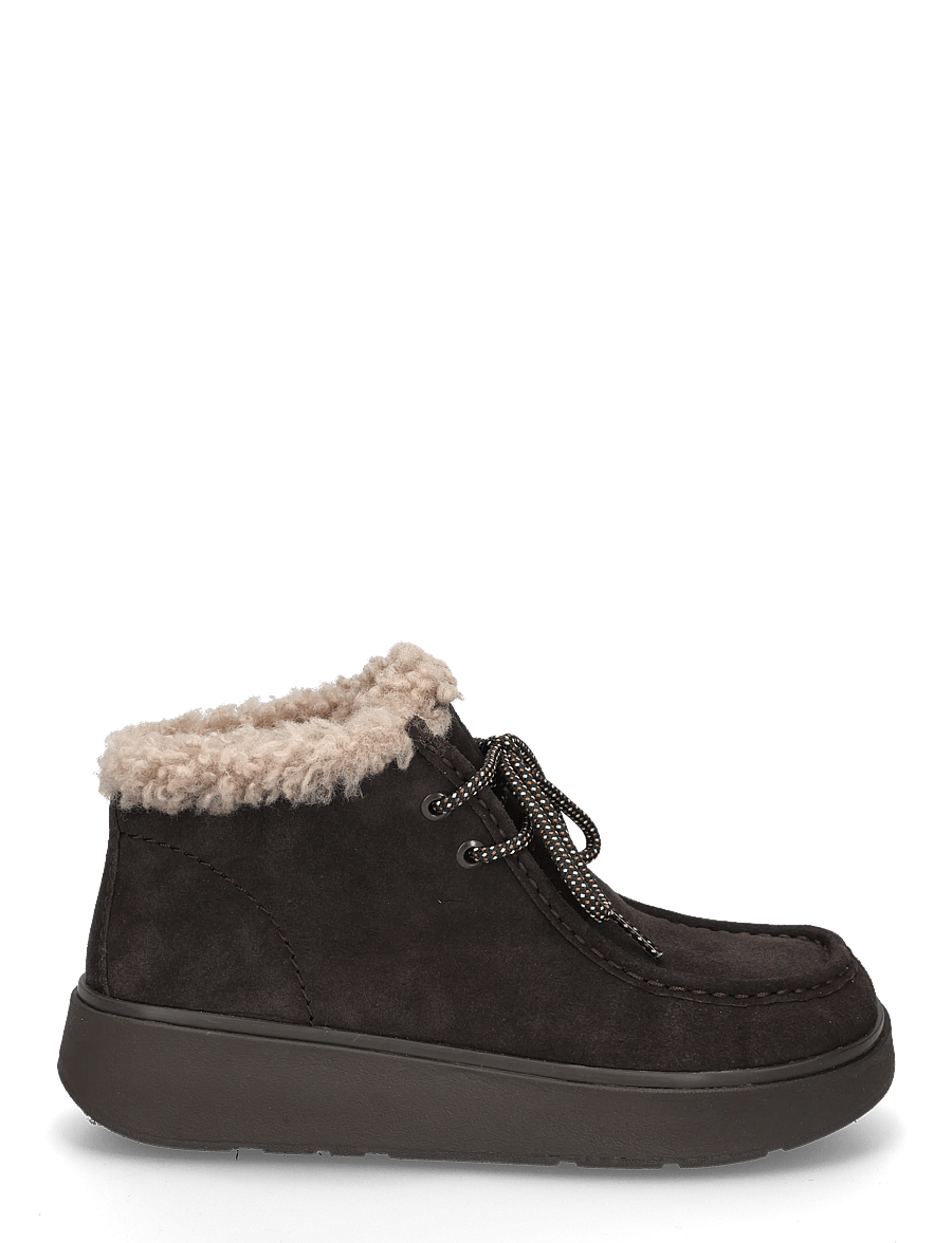 FitFlop - GEN-FF SUEDE SHEARLING LACE UP BOOTS - platta ankelboots - chocolate brown - 2