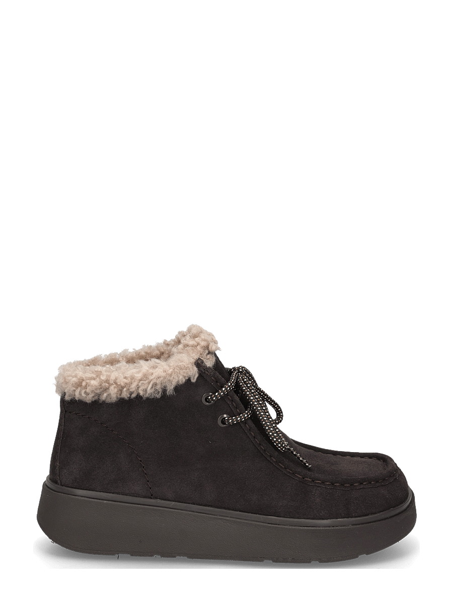 FitFlop - GEN-FF SUEDE SHEARLING LACE UP BOOTS - flat ankle boots - chocolate brown - 2