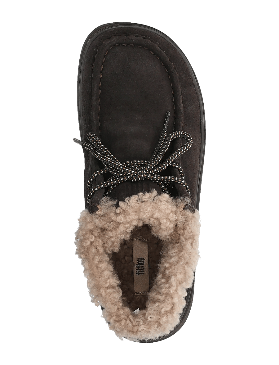 FitFlop - GEN-FF SUEDE SHEARLING LACE UP BOOTS - platta ankelboots - chocolate brown - 3