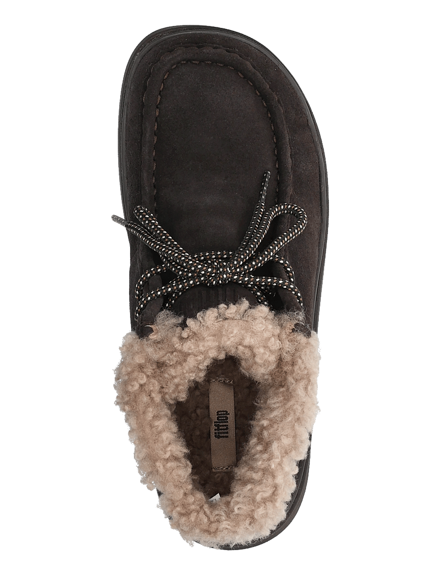 FitFlop - GEN-FF SUEDE SHEARLING LACE UP BOOTS - flat ankle boots - chocolate brown - 3