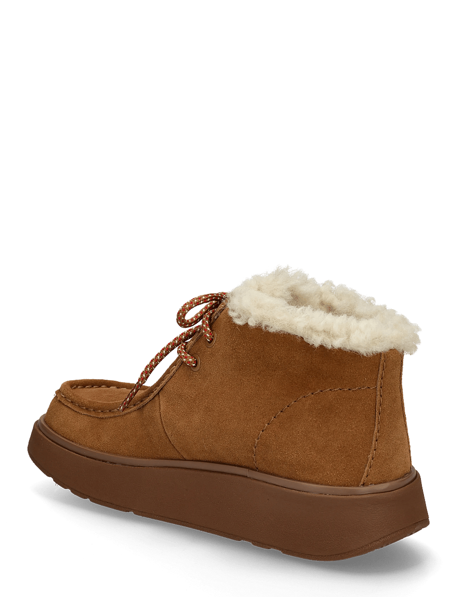 FitFlop - GEN-FF SUEDE SHEARLING LACE UP BOOTS - flade ankelstøvler - terracotta tan - 1
