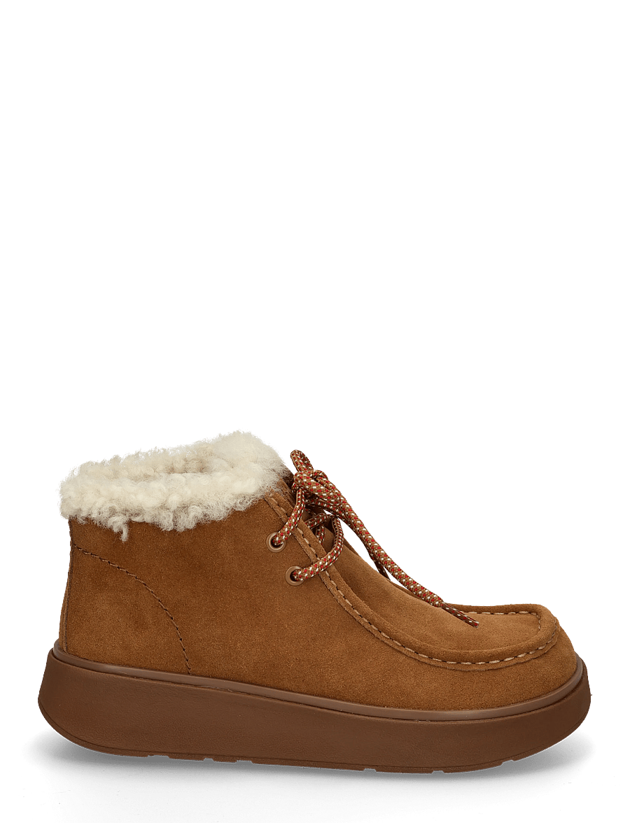 FitFlop - GEN-FF SUEDE SHEARLING LACE UP BOOTS - flade ankelstøvler - terracotta tan - 2