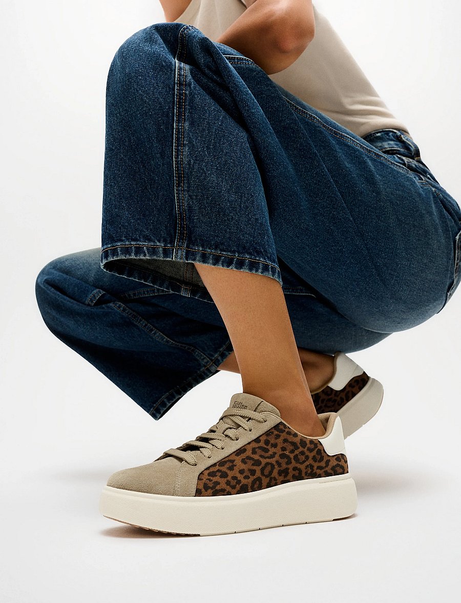 FitFlop - RTG SUEDE LEOPARD LACE UP TRAINERS - cappuccino - 0