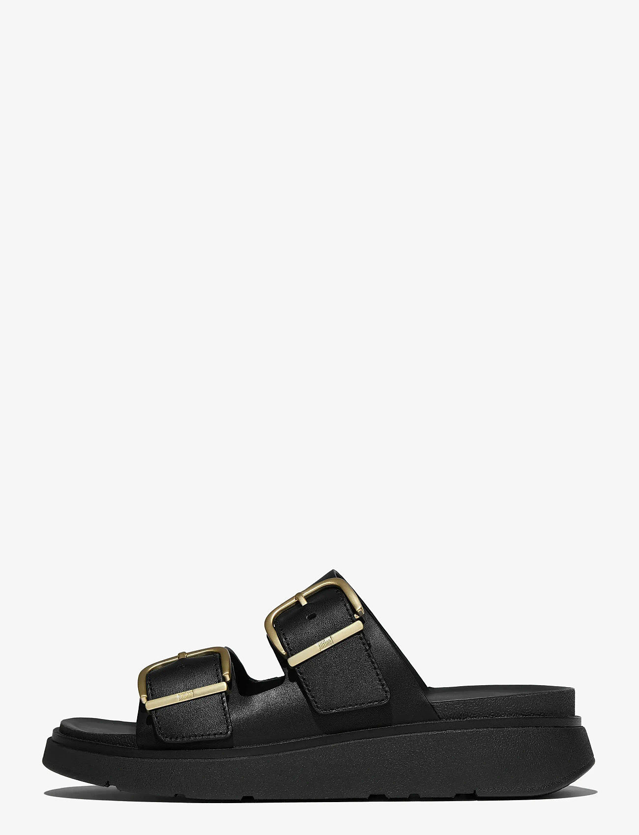 FitFlop - GEN-FF BUCKLE TWO-BAR LEATHER SLIDES - plateau-sandalen - black - 1