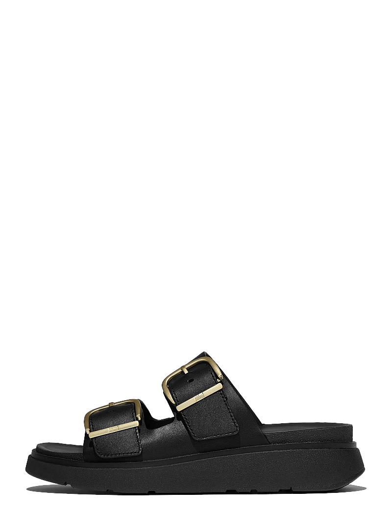FitFlop - GEN-FF BUCKLE TWO-BAR LEATHER SLIDES - plateau-sandalen - black - 1