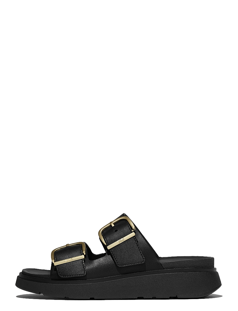 FitFlop - GEN-FF BUCKLE TWO-BAR LEATHER SLIDES - platåsandaler - black - 1