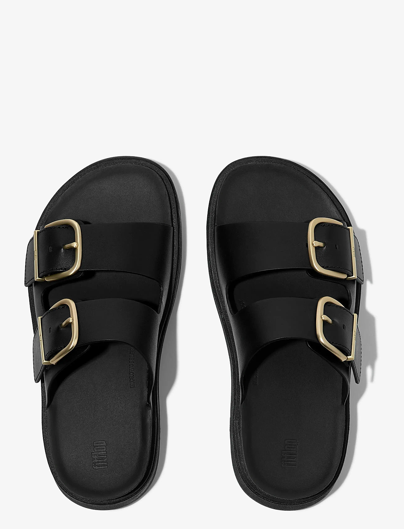 FitFlop - GEN-FF BUCKLE TWO-BAR LEATHER SLIDES - plateau-sandalen - black - 2