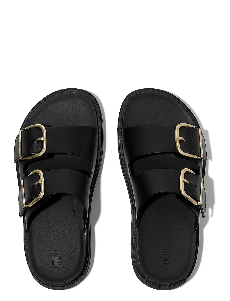FitFlop - GEN-FF BUCKLE TWO-BAR LEATHER SLIDES - plateau-sandalen - black - 2