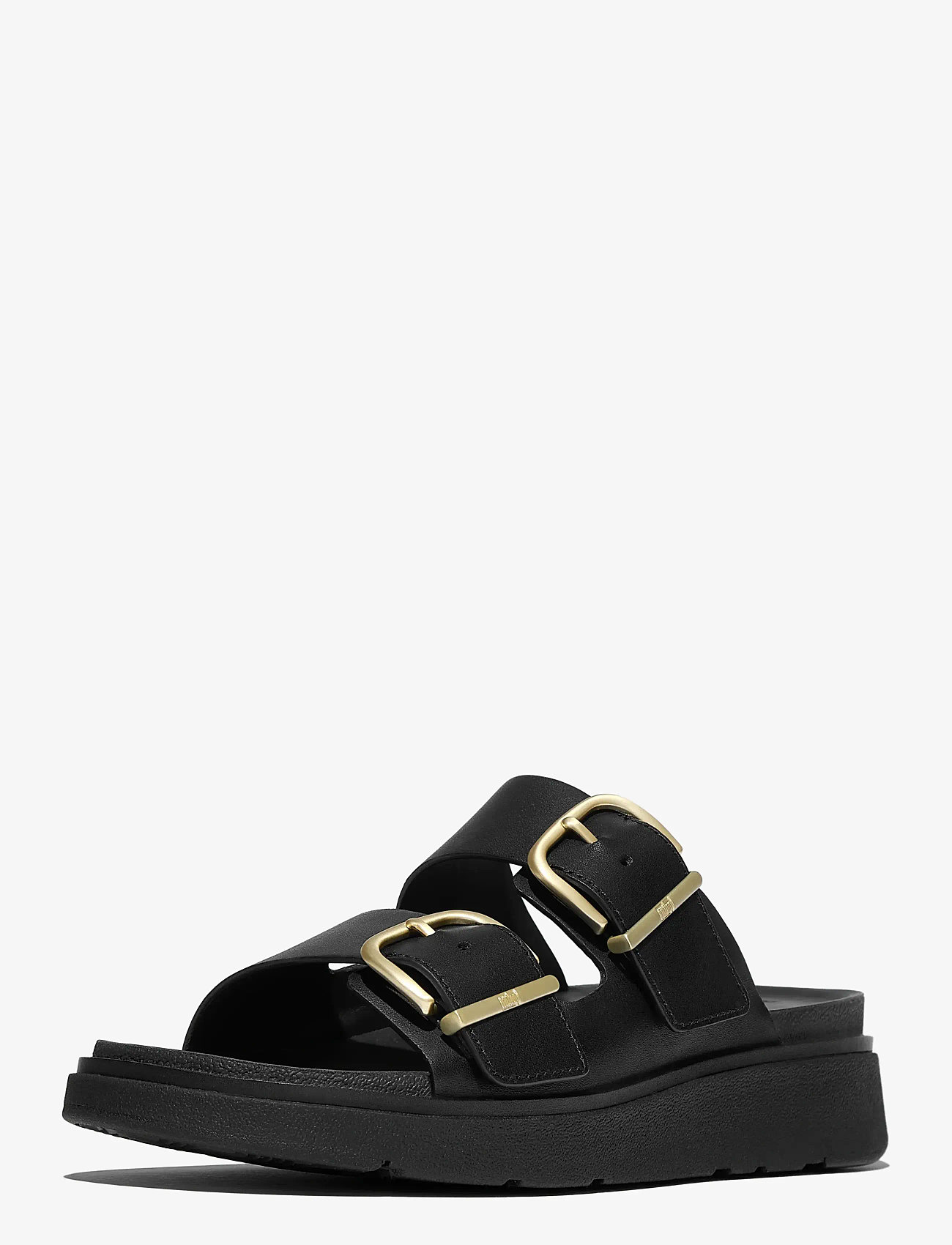 FitFlop - GEN-FF BUCKLE TWO-BAR LEATHER SLIDES - plateau-sandalen - black - 3