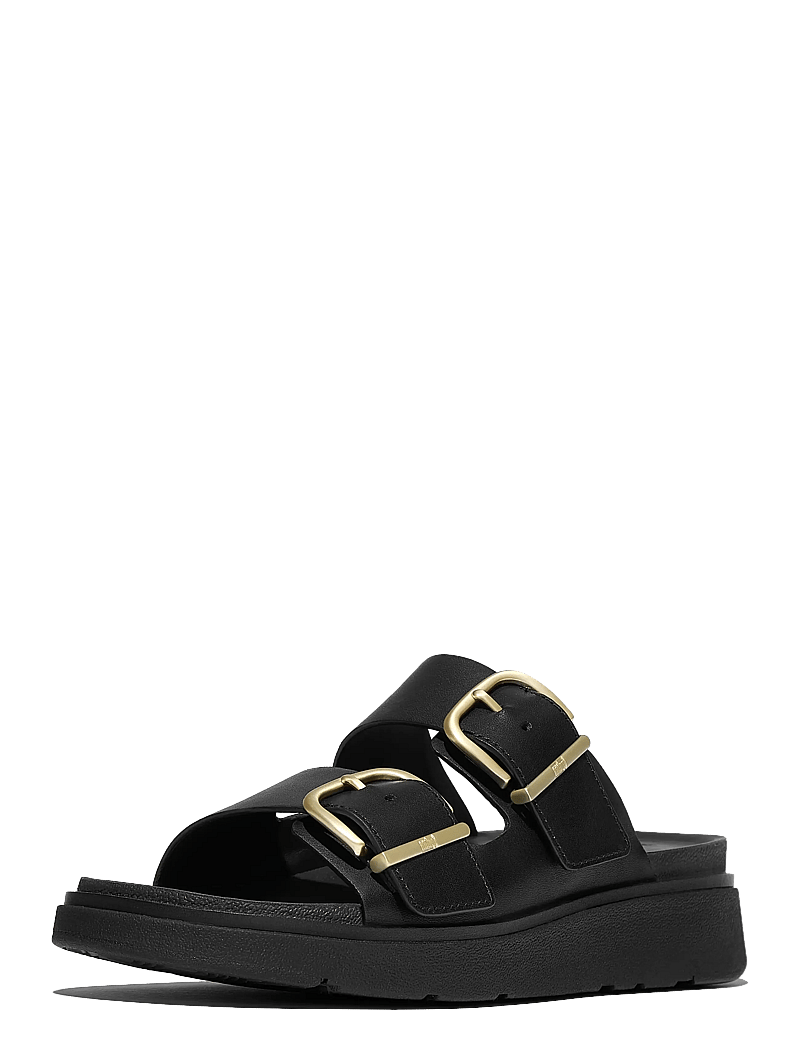 FitFlop - GEN-FF BUCKLE TWO-BAR LEATHER SLIDES - plateau-sandalen - black - 3