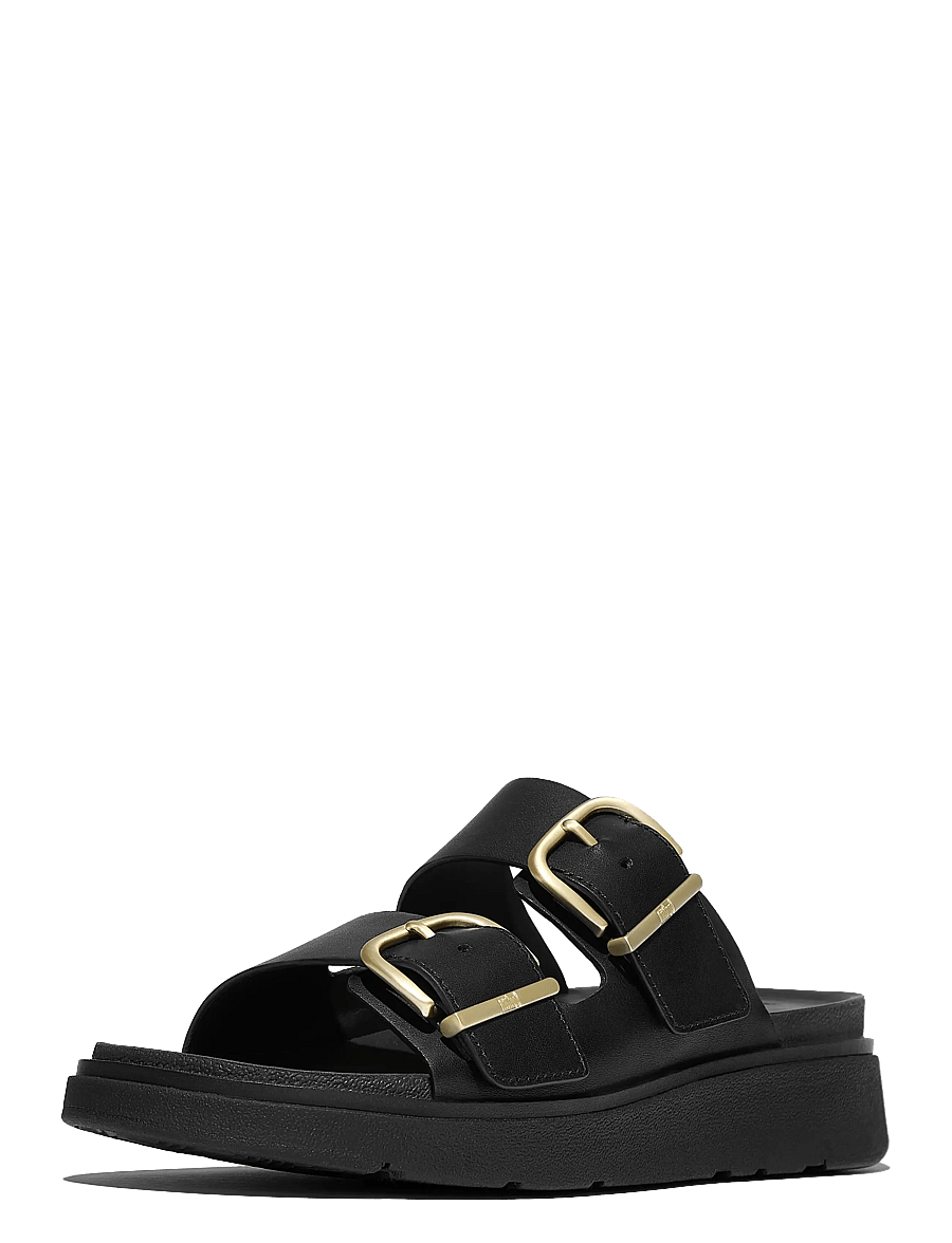 FitFlop - GEN-FF BUCKLE TWO-BAR LEATHER SLIDES - platåsandaler - black - 3