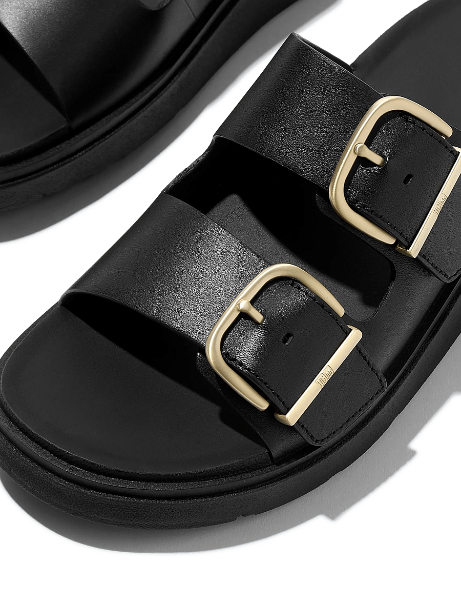 FitFlop - GEN-FF BUCKLE TWO-BAR LEATHER SLIDES - platåsandaler - black - 4