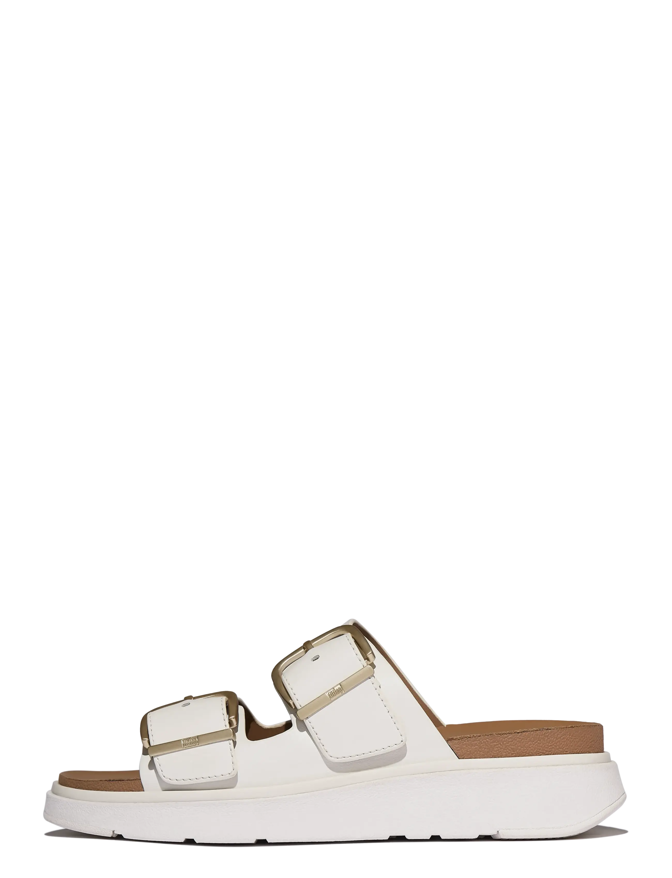 FitFlop GEN-FF BUCKLE TWO-BAR LEATHER SLIDES - FitFlop - URBAN WHITE / white