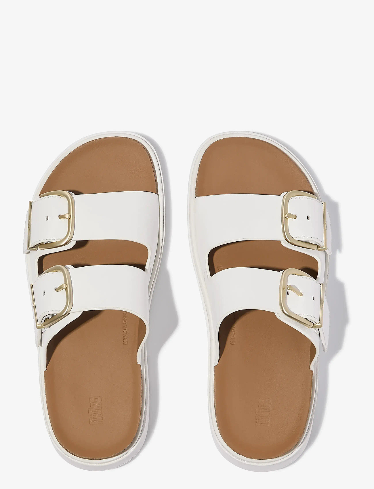 FitFlop - GEN-FF BUCKLE TWO-BAR LEATHER SLIDES - platformsandaler - urban white - 2
