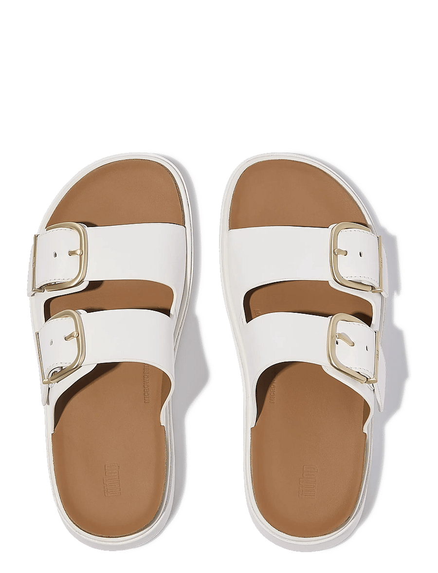 FitFlop - GEN-FF BUCKLE TWO-BAR LEATHER SLIDES - platåsandaler - urban white - 2