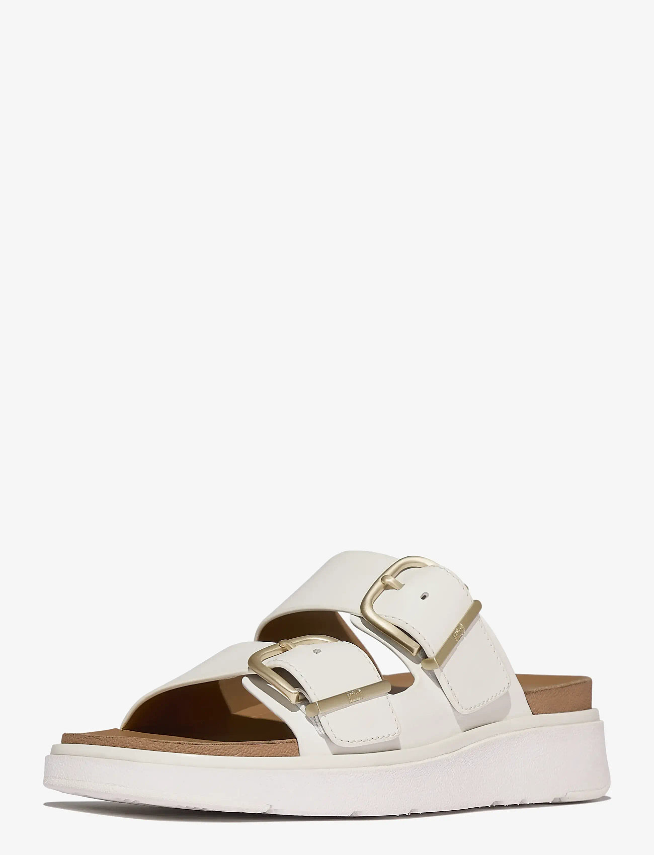 FitFlop - GEN-FF BUCKLE TWO-BAR LEATHER SLIDES - platformsandaler - urban white - 3