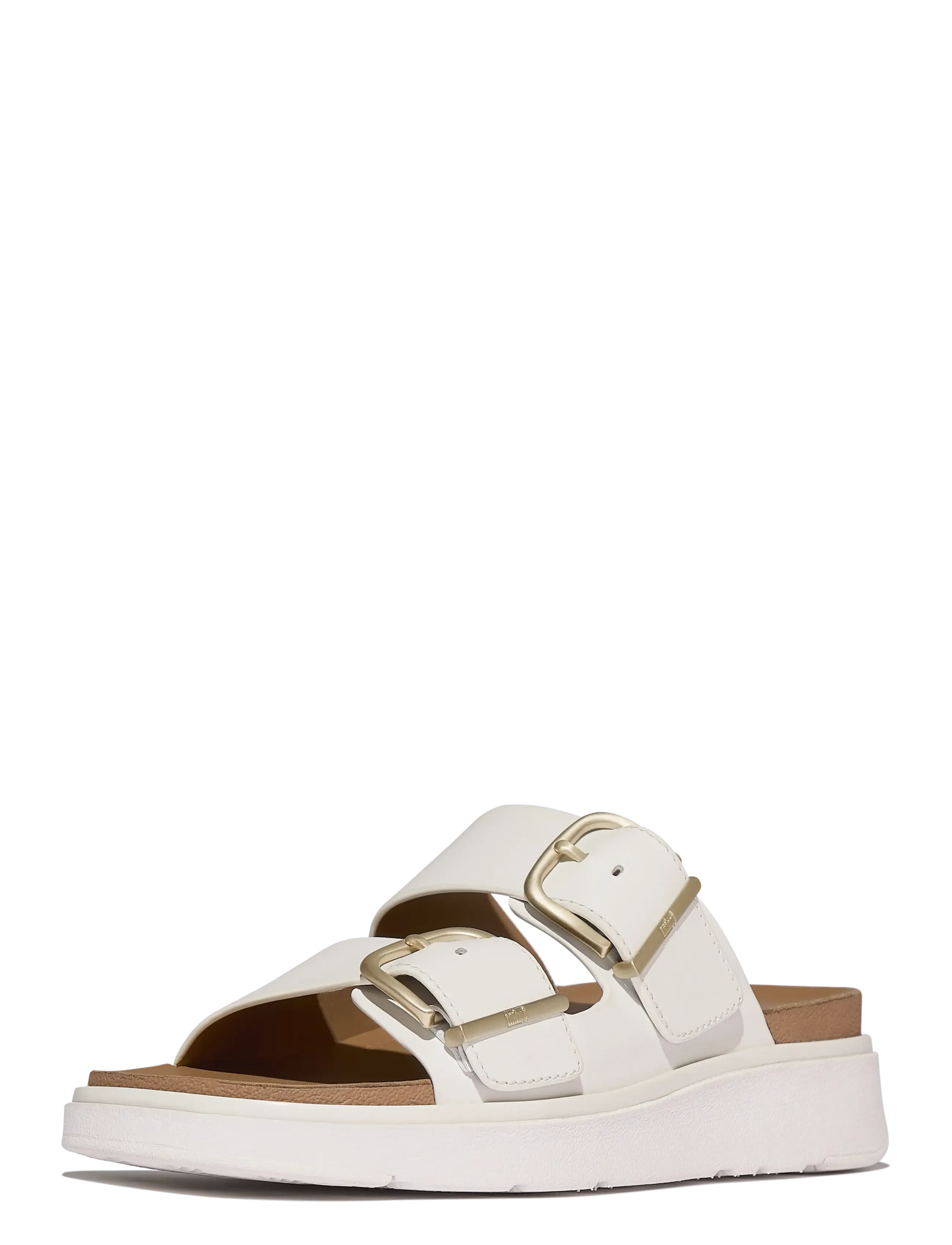 FitFlop - GEN-FF BUCKLE TWO-BAR LEATHER SLIDES - platåsandaler - urban white - 3