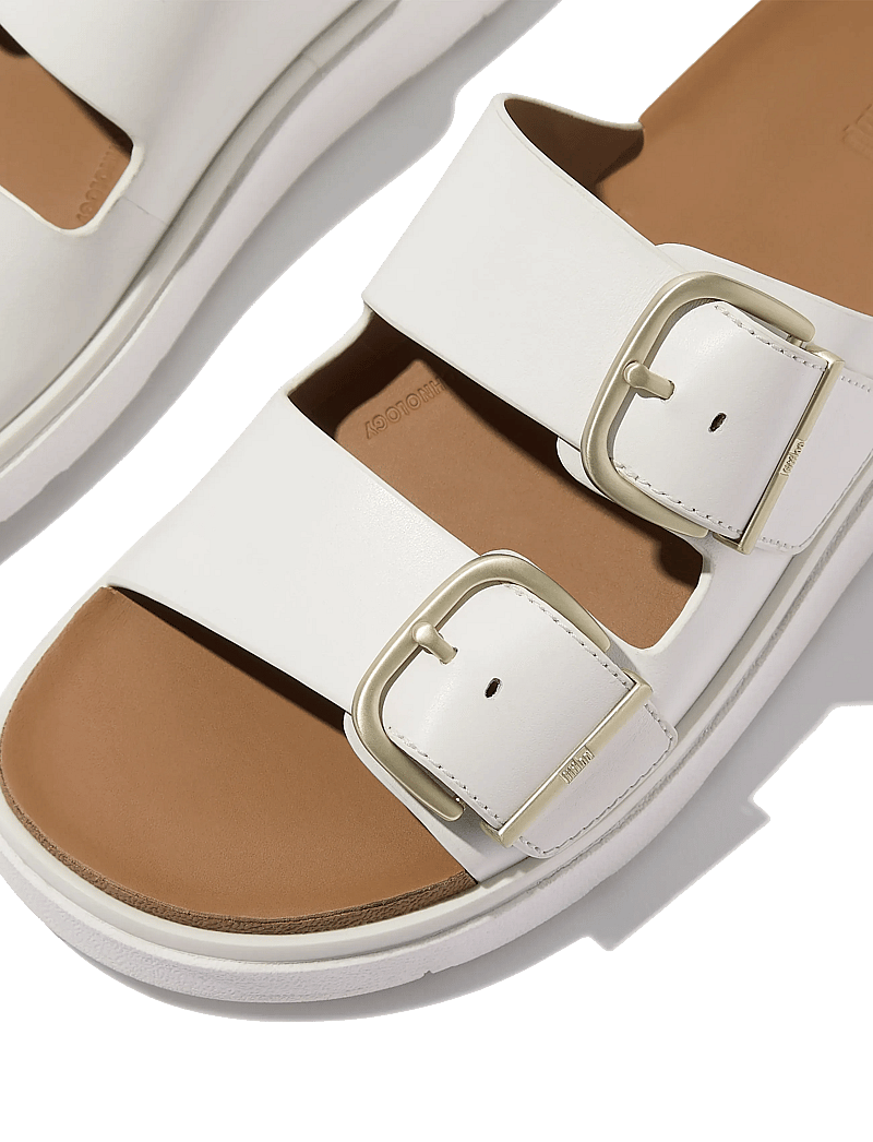 FitFlop - GEN-FF BUCKLE TWO-BAR LEATHER SLIDES - platformsandaler - urban white - 4