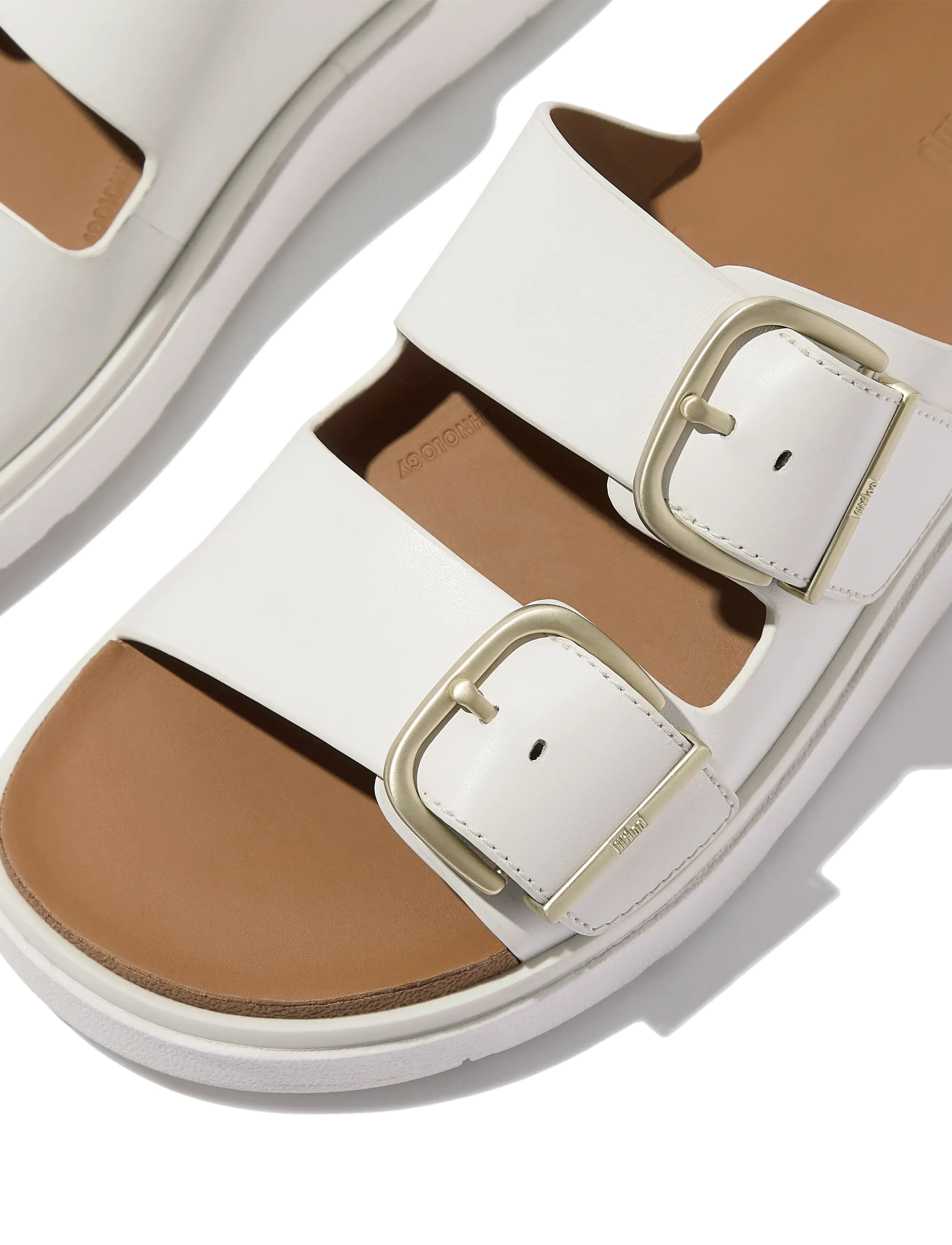 FitFlop - GEN-FF BUCKLE TWO-BAR LEATHER SLIDES - platåsandaler - urban white - 4
