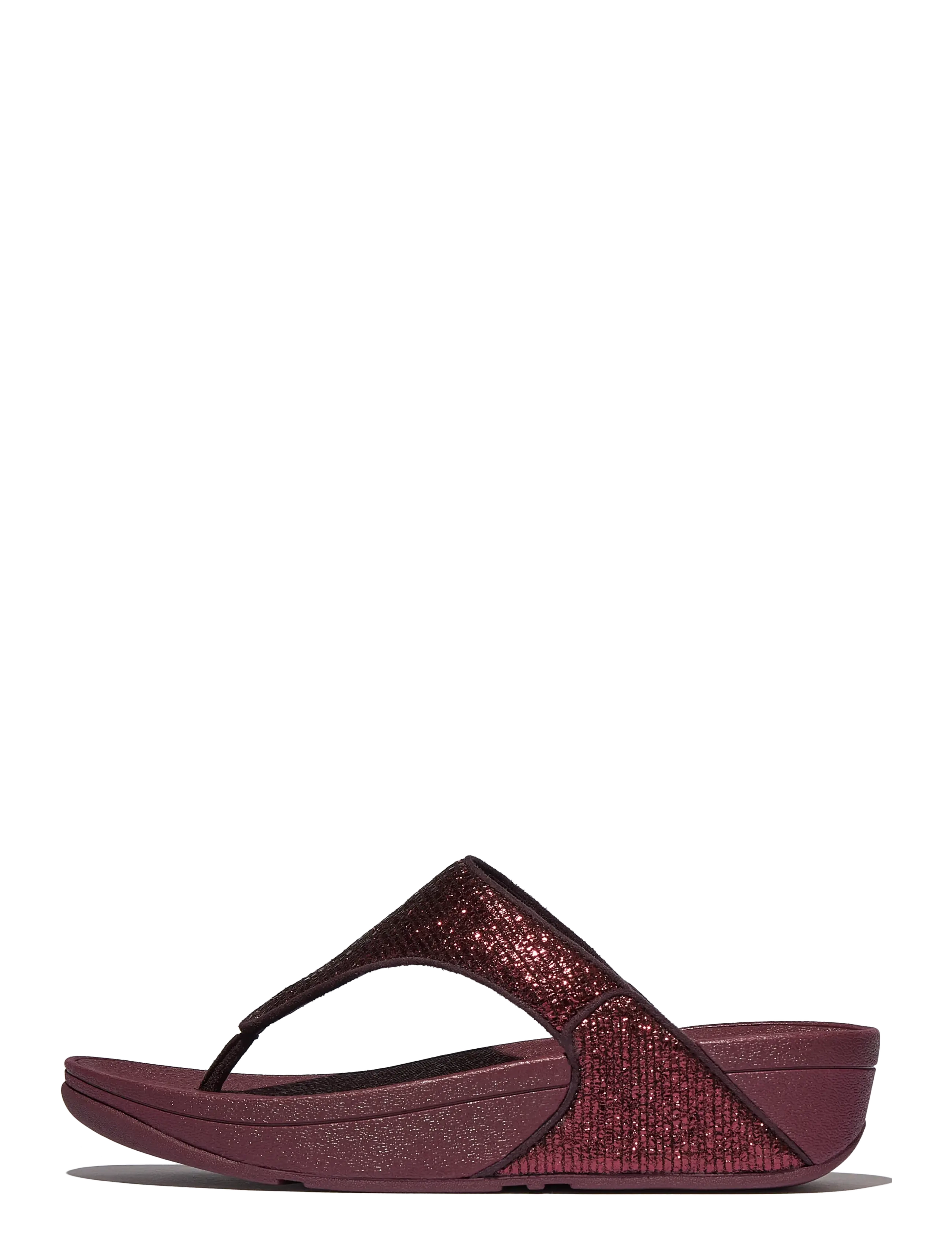 FitFlop LULU CRINKLED-SHIMMER TOE-POST SANDALS - Fit Flop - METALLIC PLUMBERRY / burgundy
