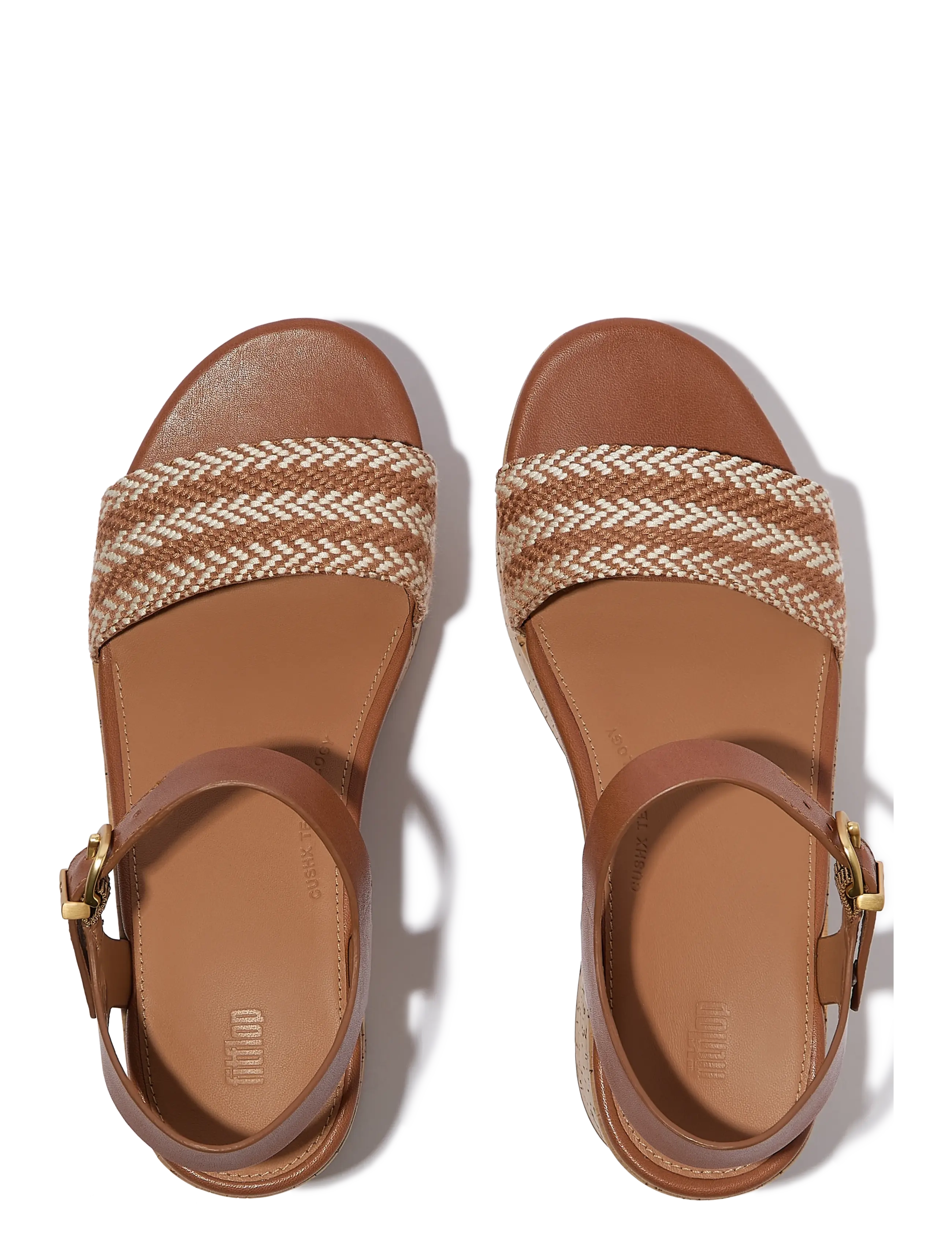 FitFlop - PLATFFORMS V-WEAVE/LEATHER HEELED A/STRAP SANDALS - platformsandaler - deep tan - 2