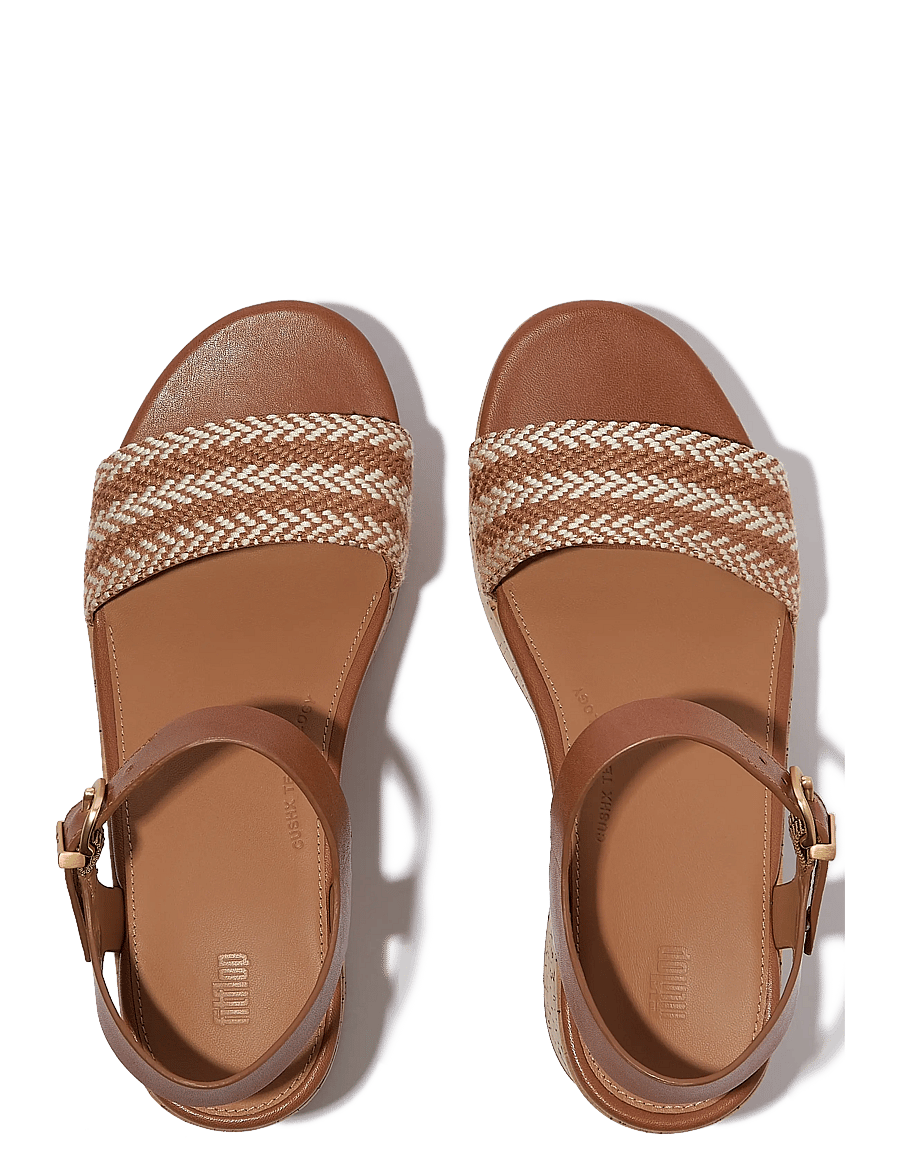 FitFlop - PLATFFORMS V-WEAVE/LEATHER HEELED A/STRAP SANDALS - platformsandaler - deep tan - 2