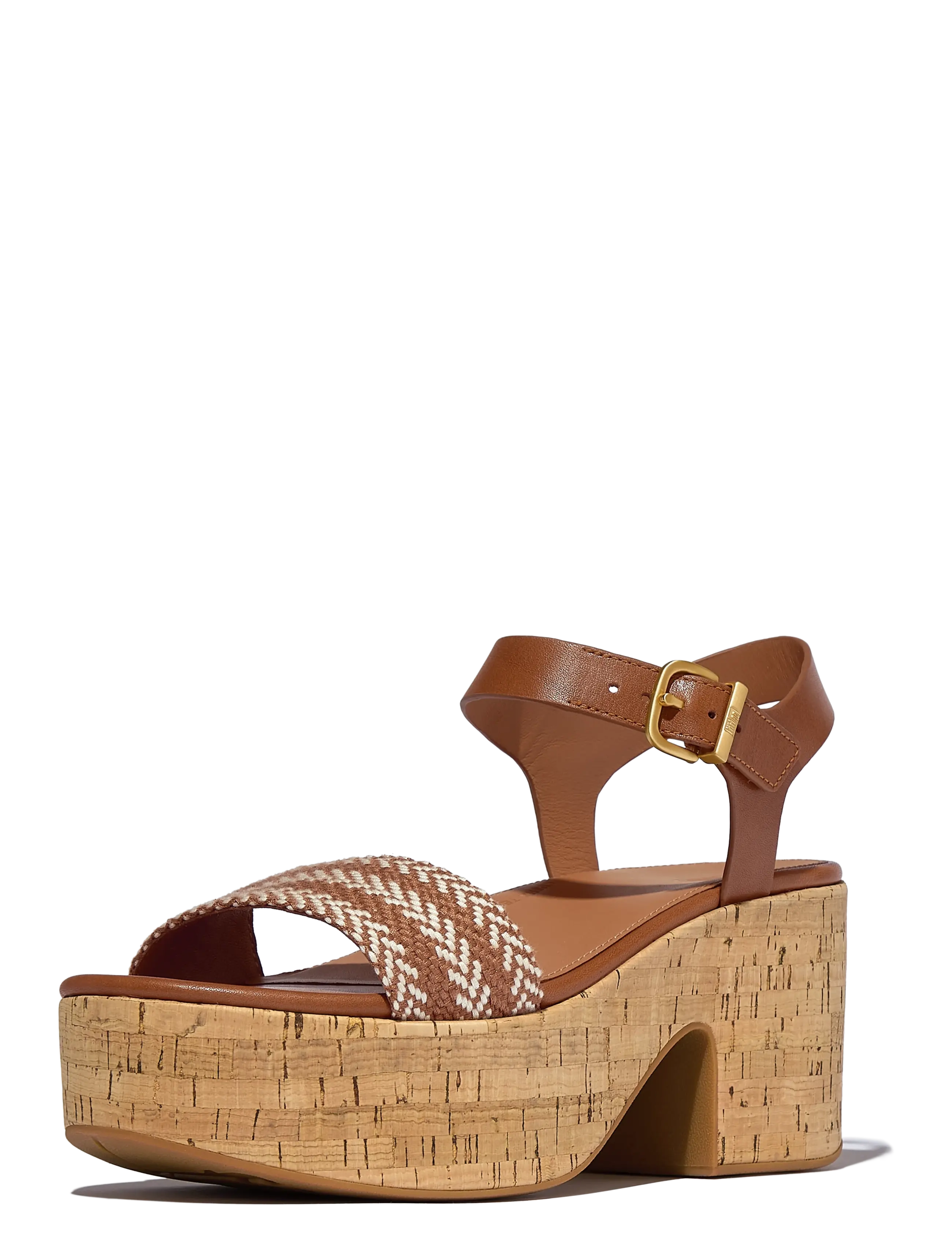 FitFlop - PLATFFORMS V-WEAVE/LEATHER HEELED A/STRAP SANDALS - platformsandaler - deep tan - 3