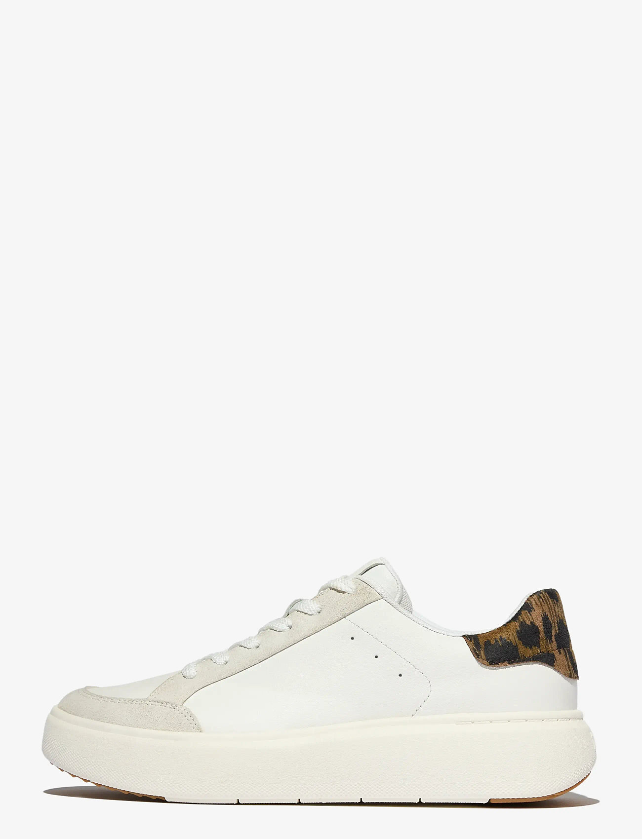 FitFlop - RTG LEOPARD-BACKTAB LEATHER/SUEDE SNEAKERS - lave sneakers - urban white/chocolate mix - 1