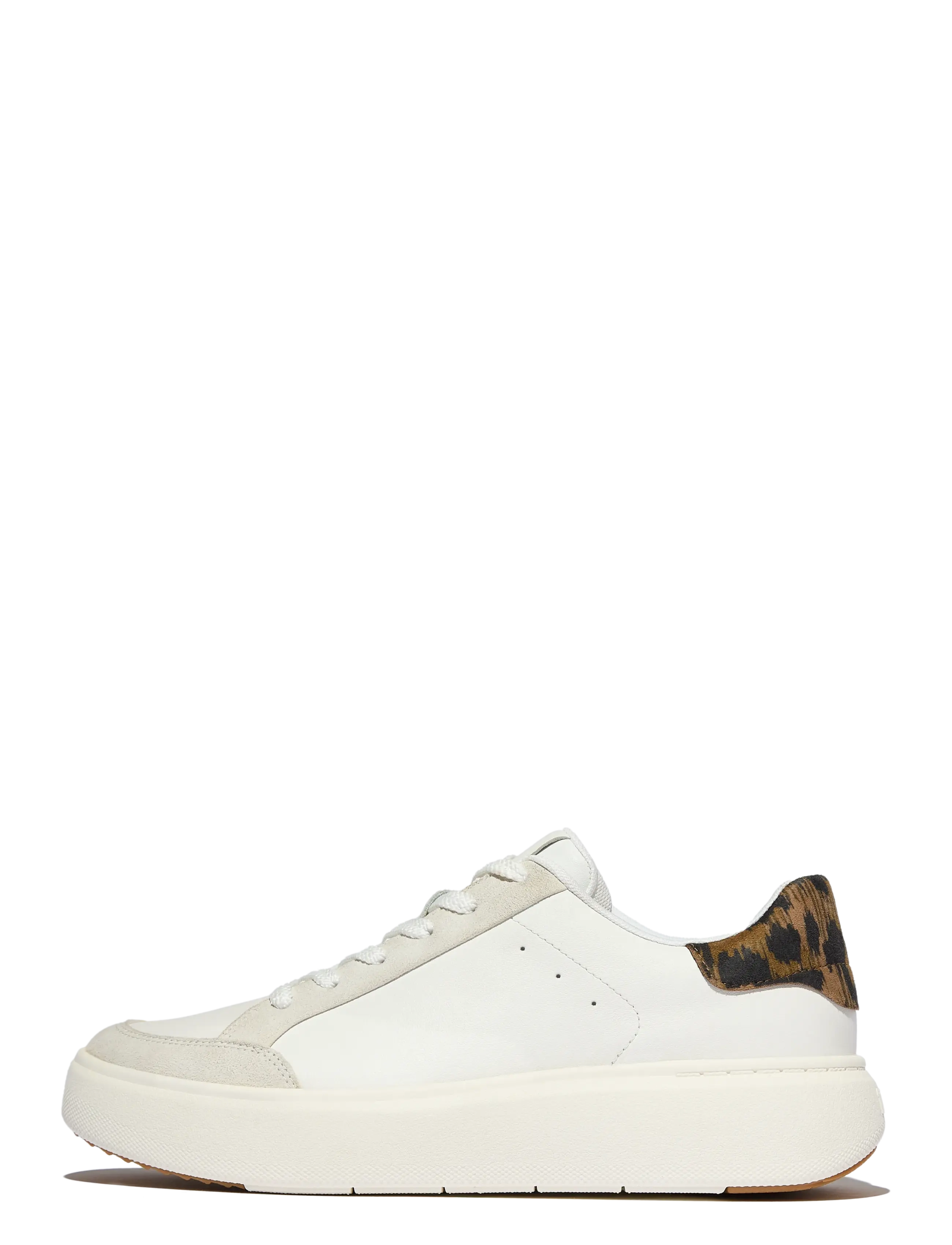 FitFlop RTG LEOPARD-BACKTAB LEATHER/SUEDE SNEAKERS - Transitional Layering - URBAN WHITE/CHOCOLATE MIX / white