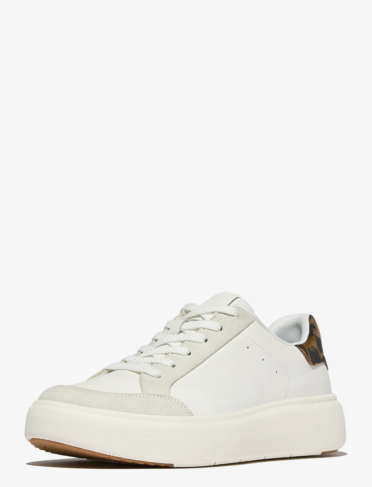FitFlop - RTG LEOPARD-BACKTAB LEATHER/SUEDE SNEAKERS - lave sneakers - urban white/chocolate mix - 3