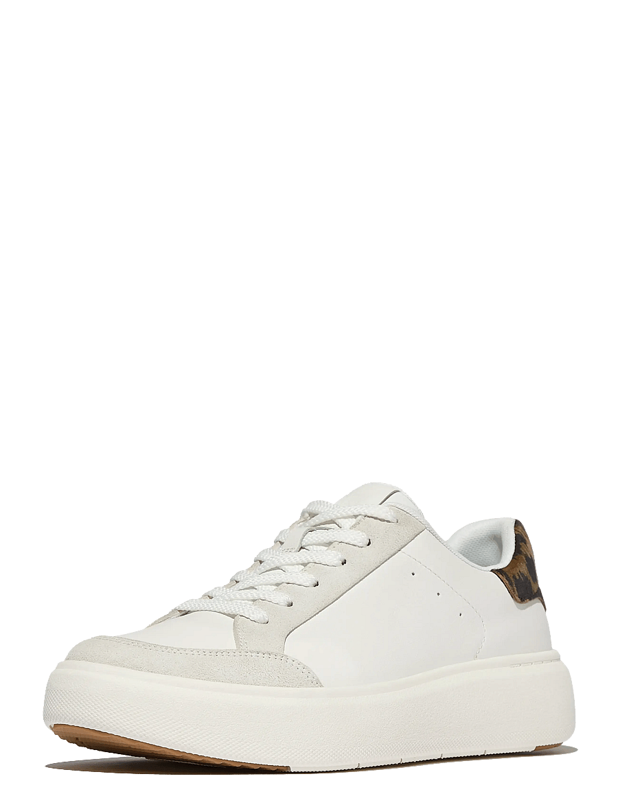 FitFlop - RTG LEOPARD-BACKTAB LEATHER/SUEDE SNEAKERS - konfirmation - urban white/chocolate mix - 3