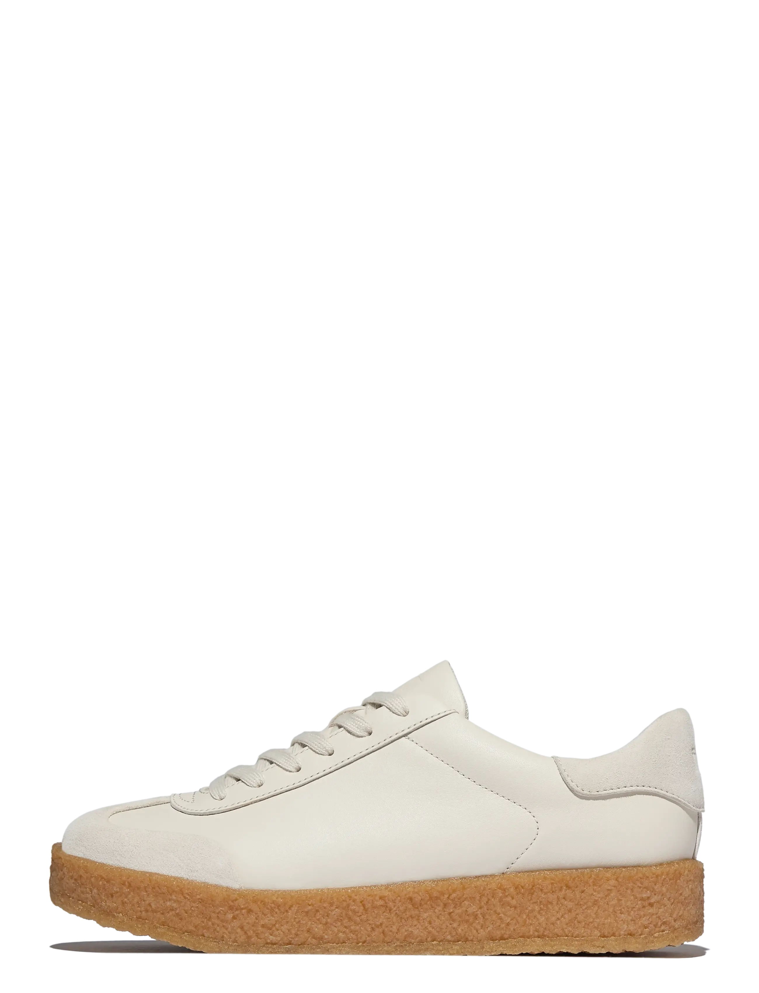 FitFlop RALLY T-TOE LEATHER/SUEDE CREPE SNEAKERS - Snøresko - PARIS BEIGE / cream