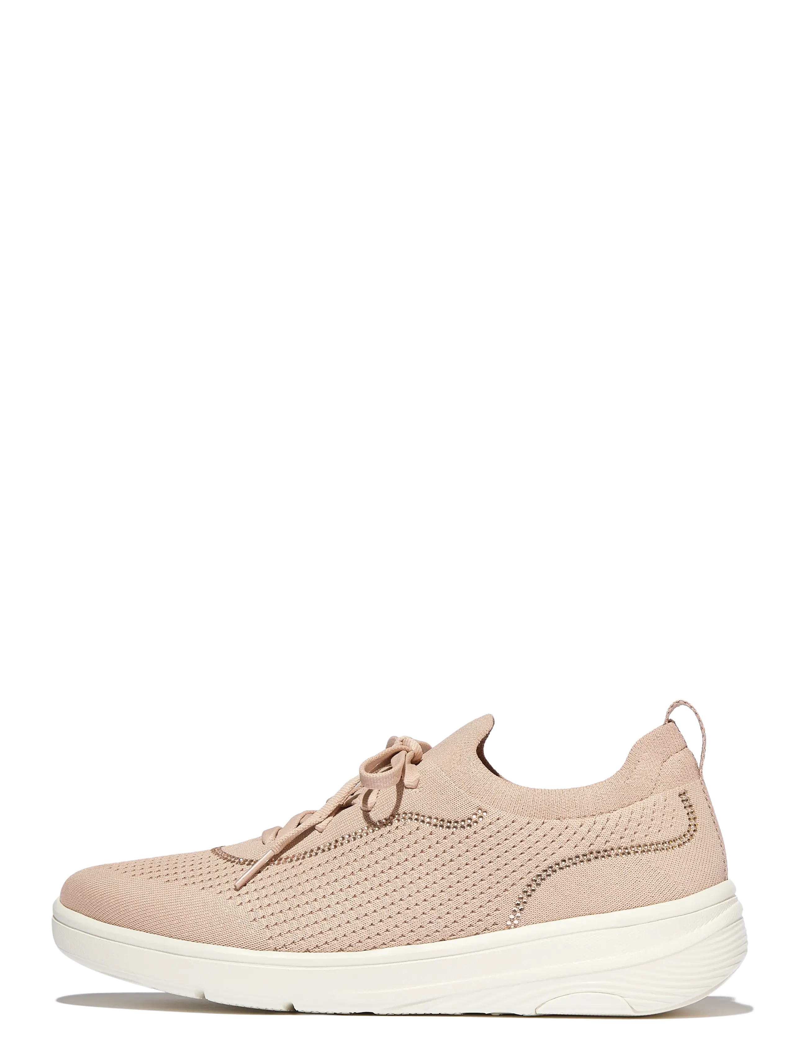 FitFlop SUPER-Q CRYSTAL-TRIM KNIT SLIP-ON LACED SNEAKERS - Transitional Layering - PARIS BEIGE / beige