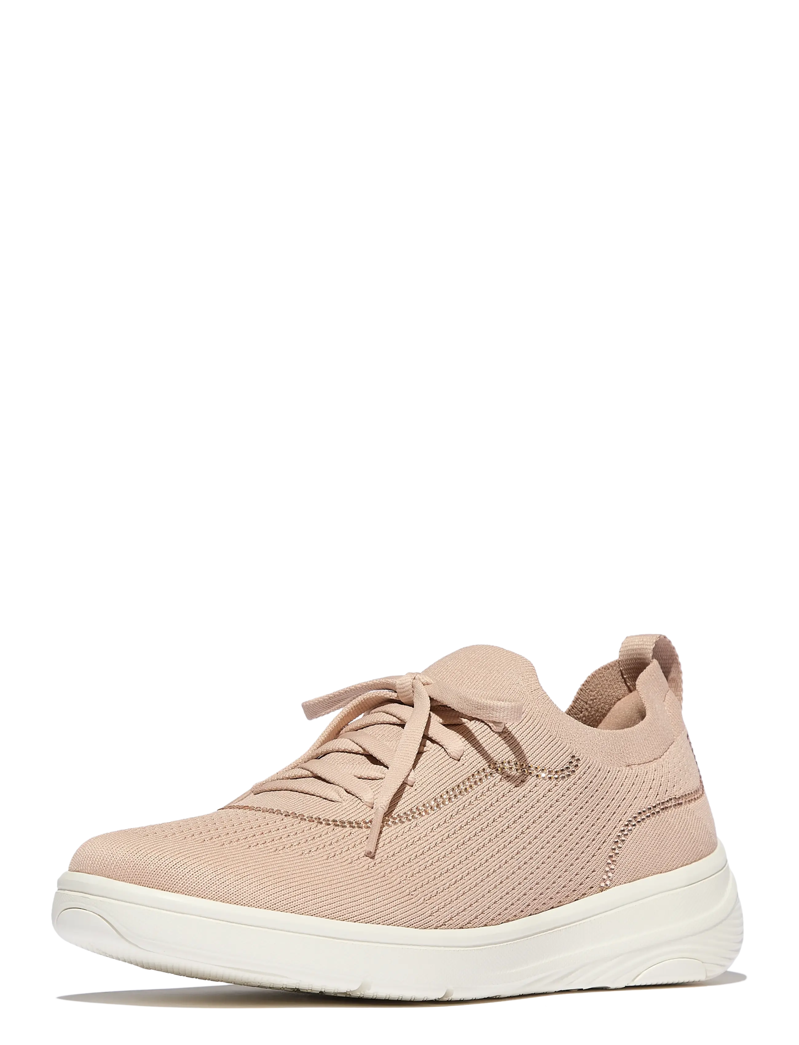 FitFlop - SUPER-Q CRYSTAL-TRIM KNIT SLIP-ON LACED SNEAKERS - lágir strigaskór - paris beige - 3