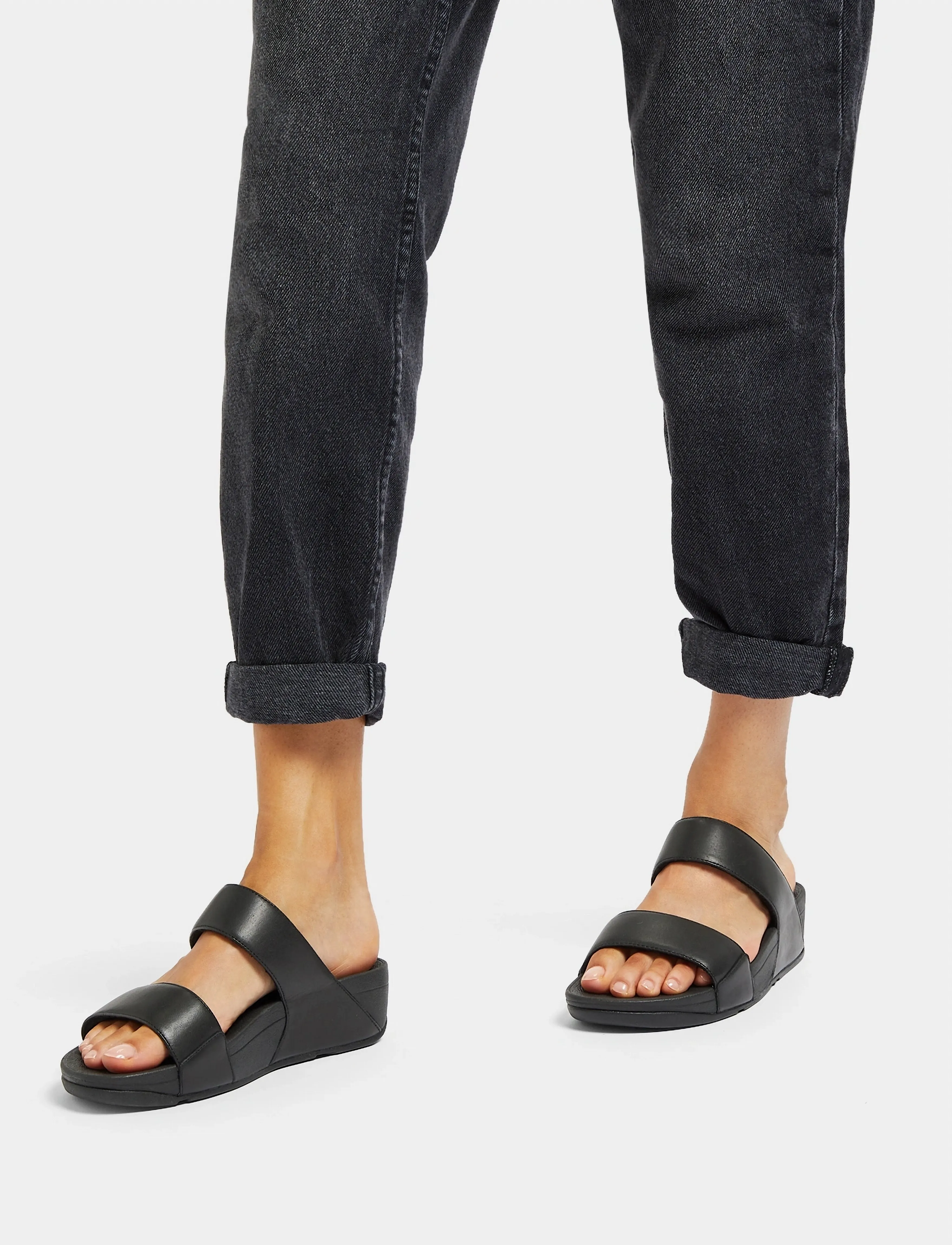FitFlop Lulu Leather Slides, 42, Black, Sandaler > Flade Sandals, Dame