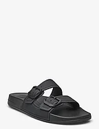 IQUSHION TWO-BAR BUCKLE SLIDES - ALL BLACK