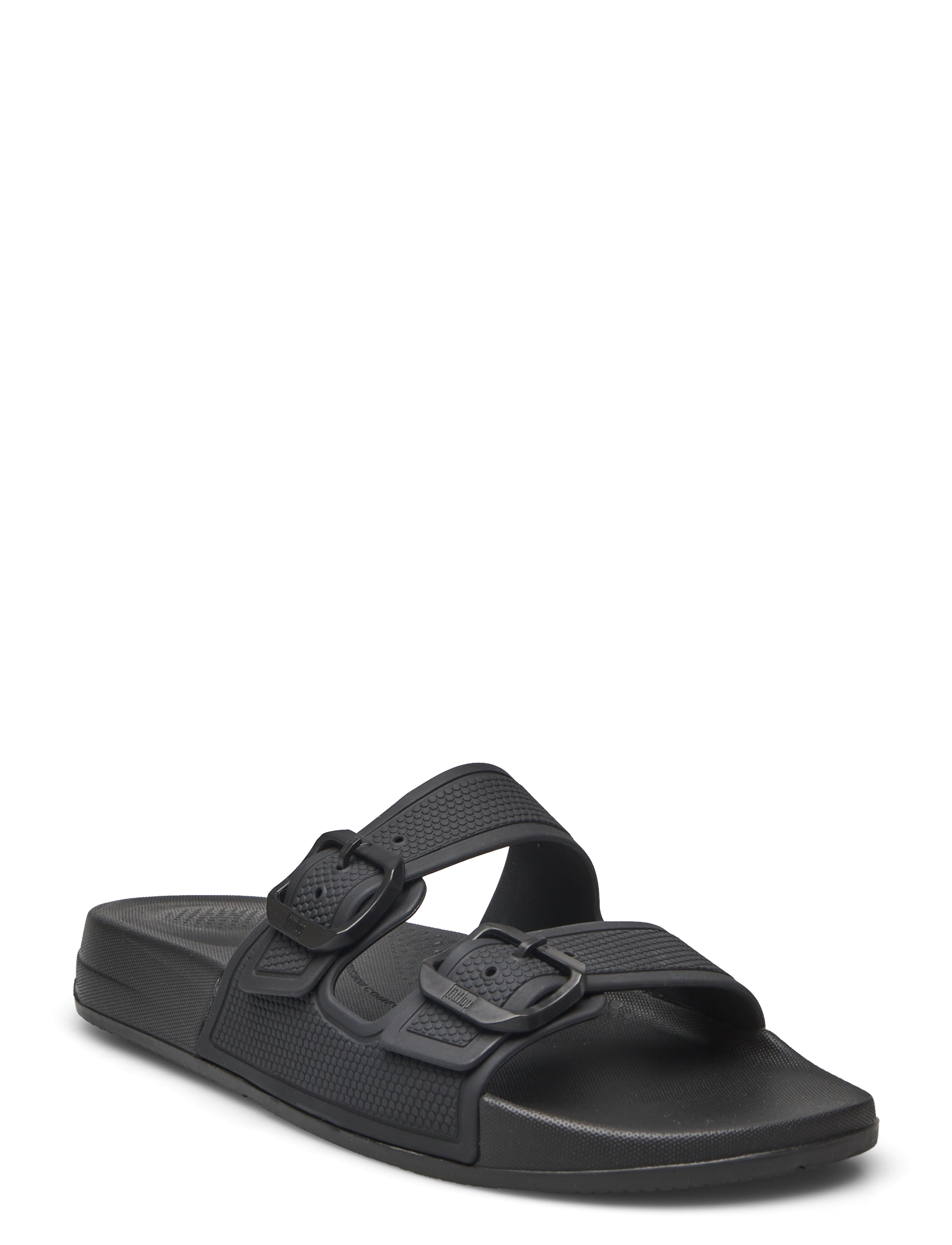 FitFlop IQUSHION TWO-BAR BUCKLE SLIDES - Badeschuhe - ALL BLACK / black