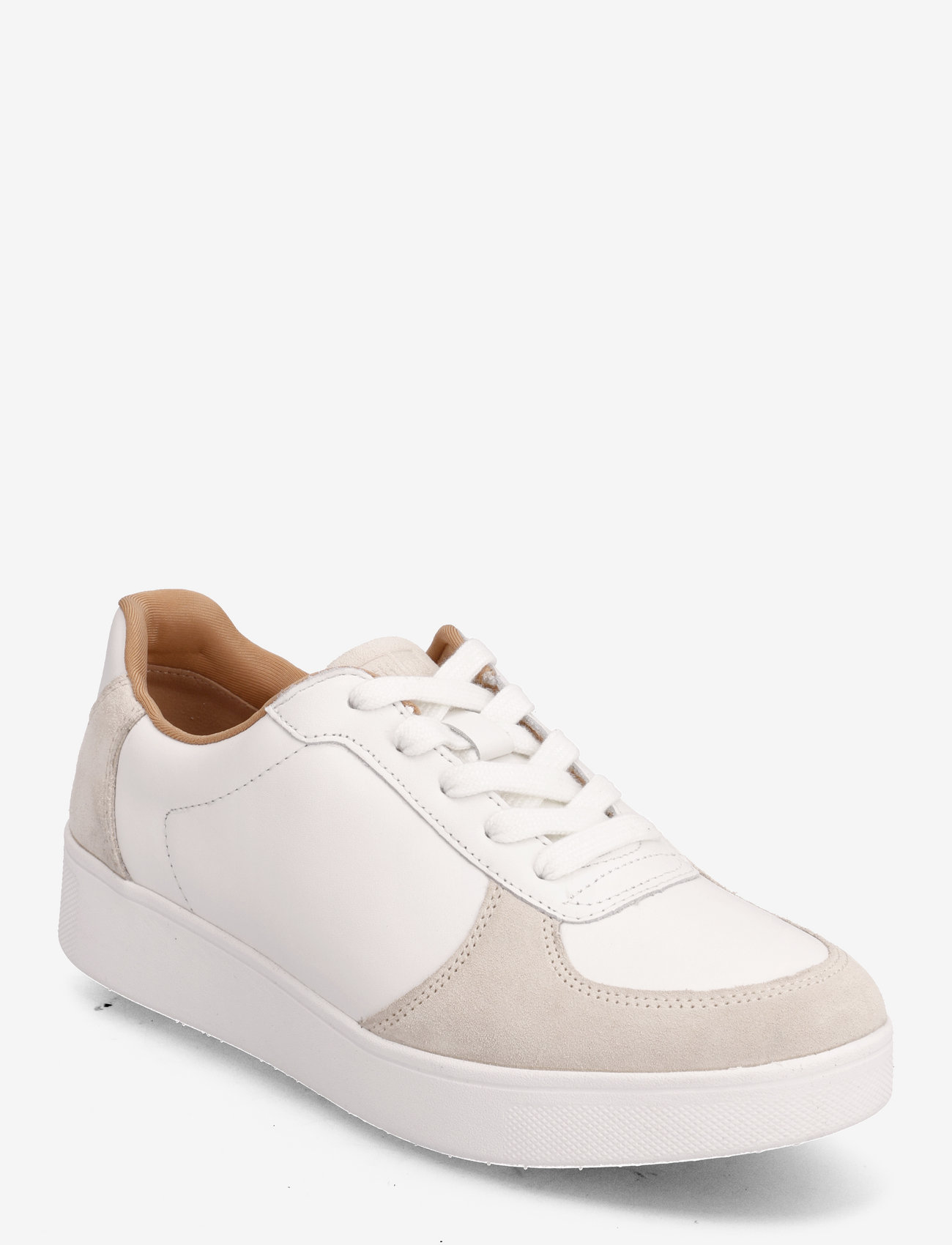 FitFlop - RALLY LEATHER/SUEDE PANEL SNEAKERS - sportiska stila apavi ar pazeminātu potītes daļu - urban white/paris grey - 0