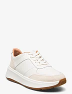 F-MODE LEATHER/SUEDE FLATFORM SNEAKERS - URBAN WHITE