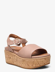ELOISE CORK-WRAP LEATHER BACK-STRAP WEDGE SANDALS, FitFlop