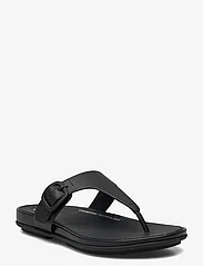 FitFlop - GRACIE RUBBER-BUCKLE LEATHER TOE-POST SANDALS - sievietēm - all black - 0