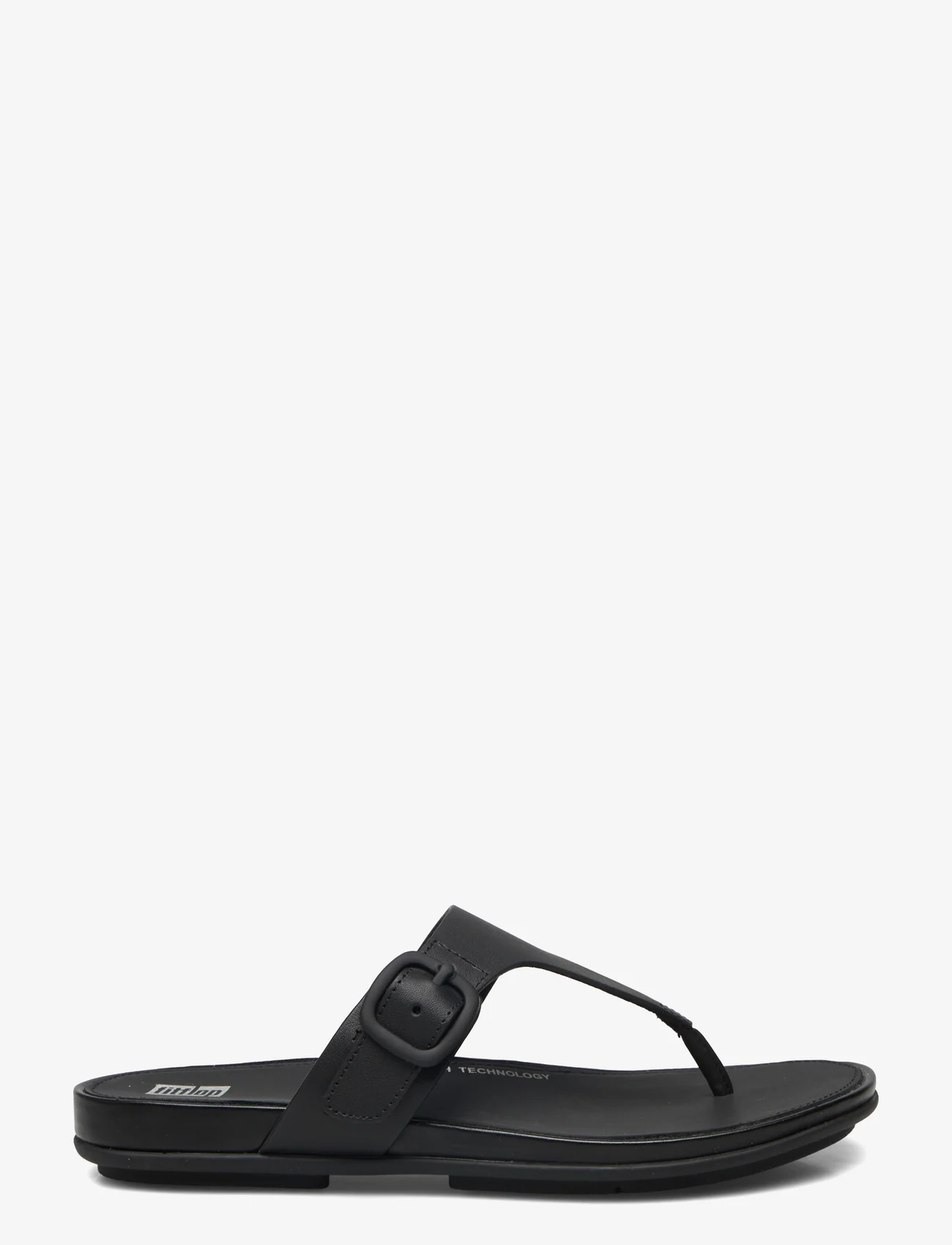FitFlop - GRACIE RUBBER-BUCKLE LEATHER TOE-POST SANDALS - moterims - all black - 1