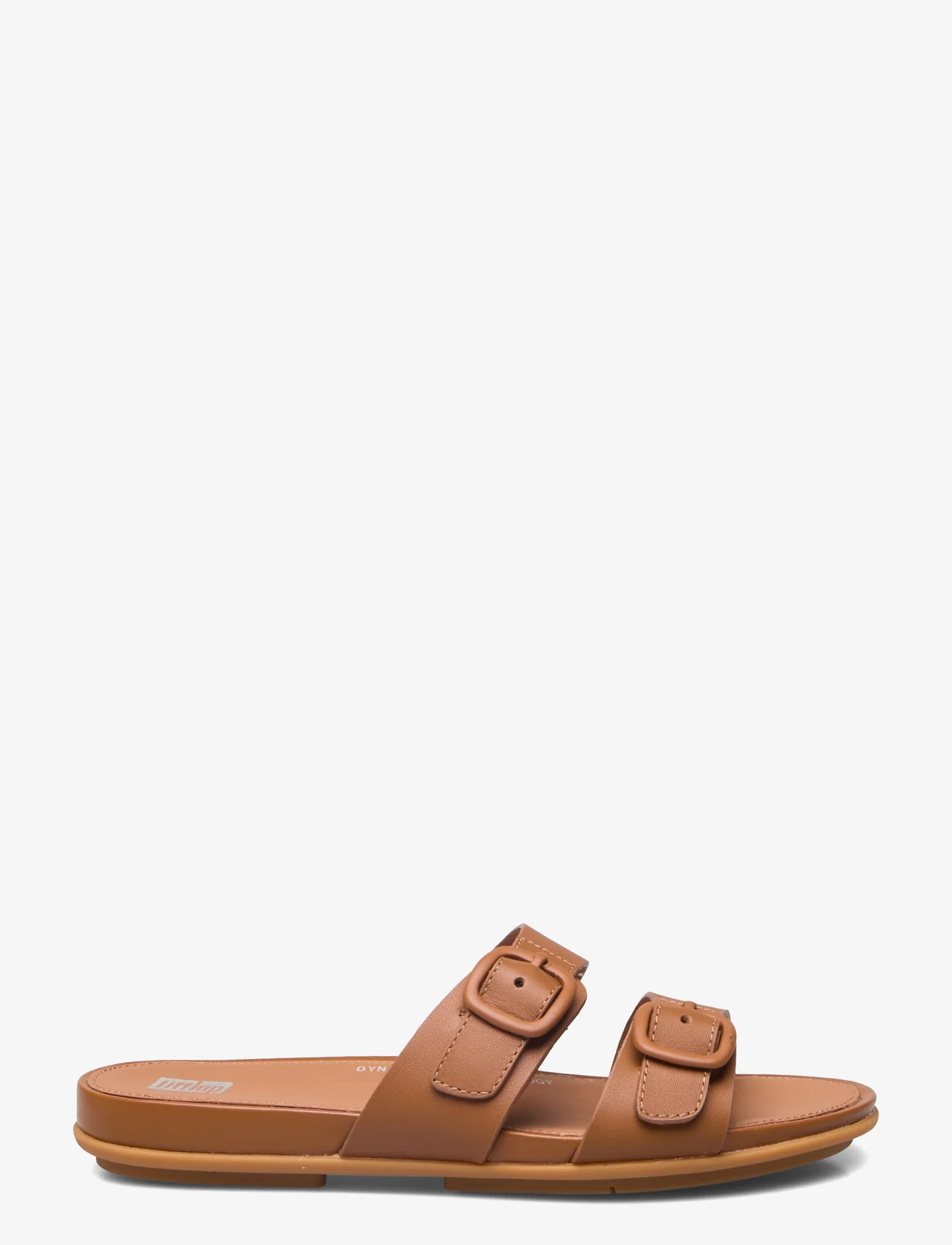 FitFlop - GRACIE RUBBER-BUCKLE TWO-BAR LEATHER SLIDES - matalat sandaalit - light tan - 1