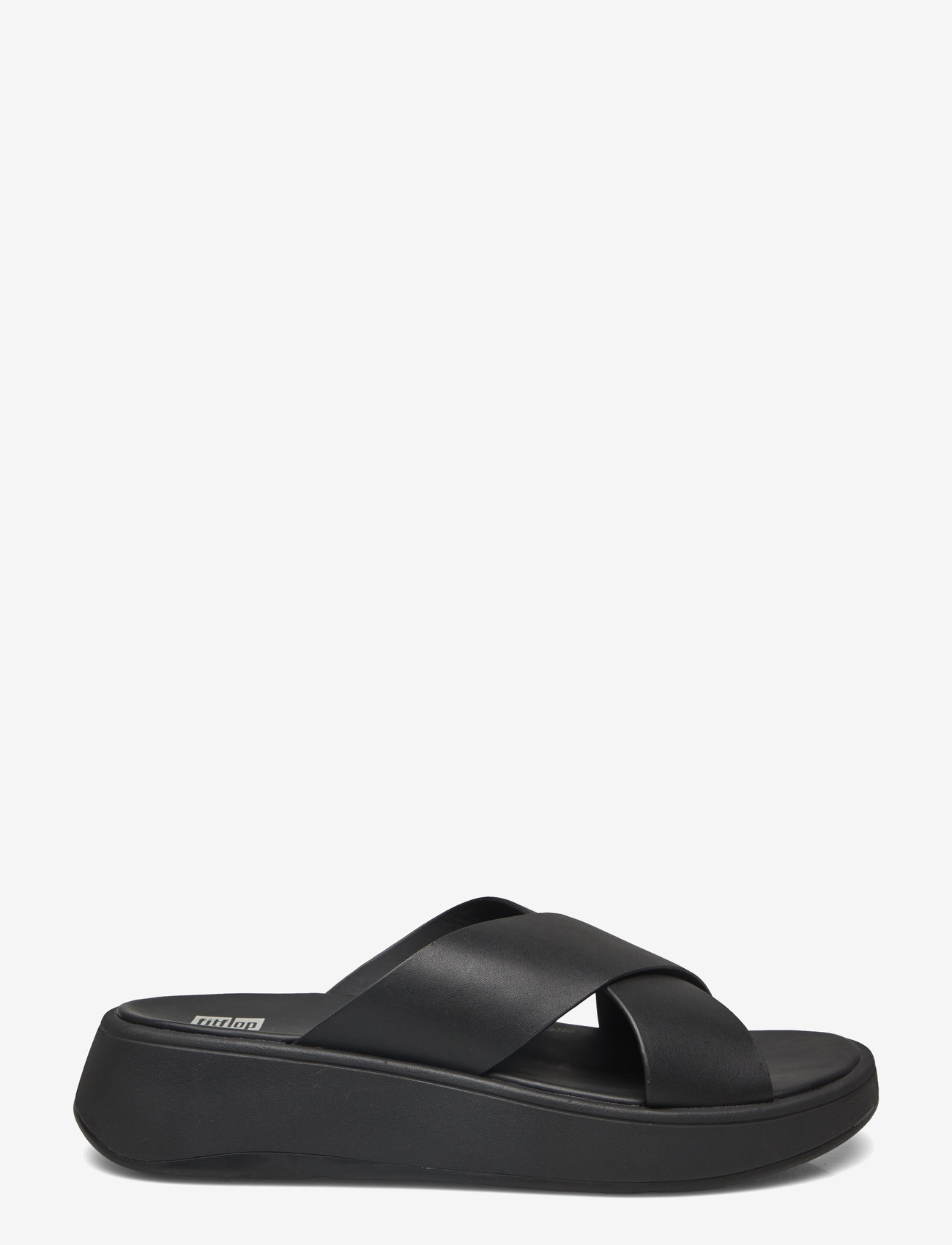 FitFlop - F-MODE LEATHER FLATFORM CROSS SLIDES - platvorm sandaalid - all black - 1
