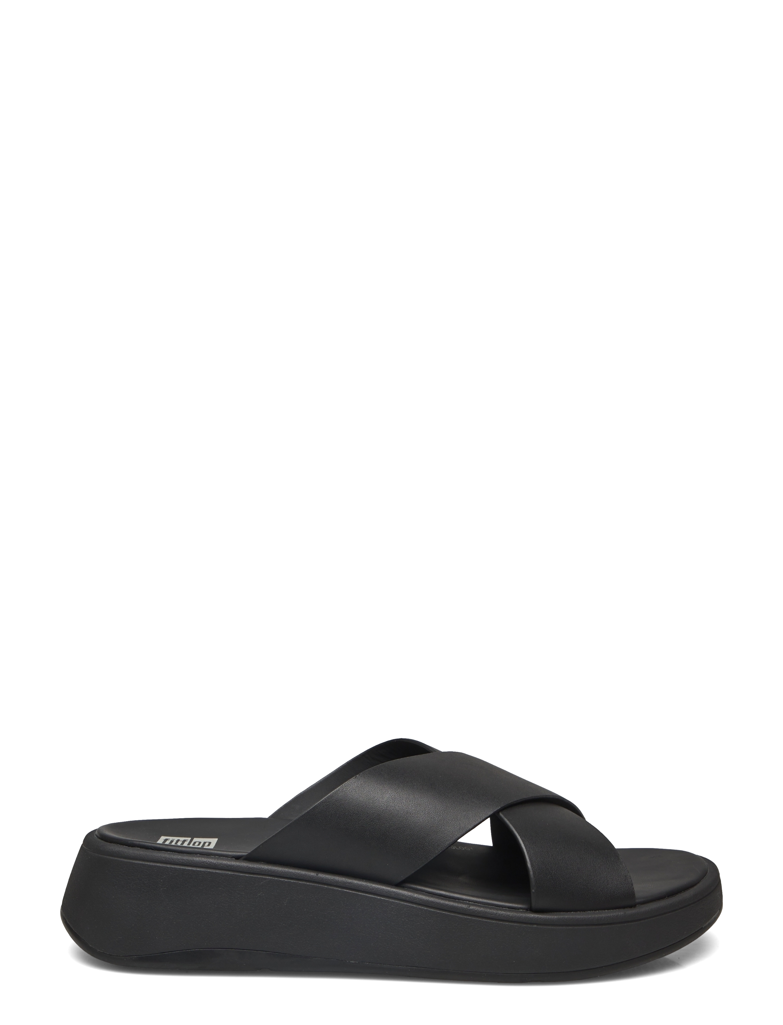 FitFlop - F-MODE LEATHER FLATFORM CROSS SLIDES - all black - 2