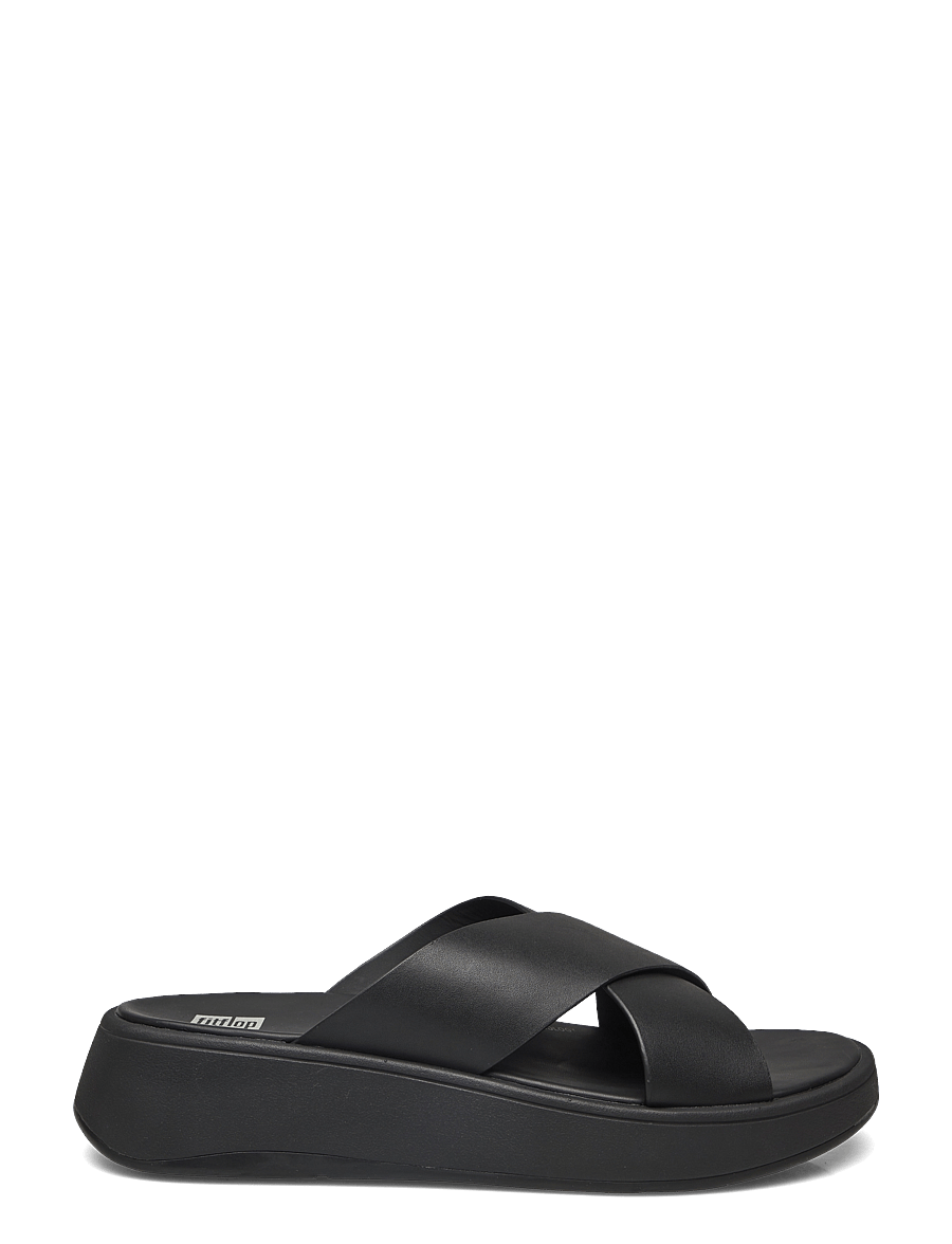 FitFlop - F-MODE LEATHER FLATFORM CROSS SLIDES - all black - 2