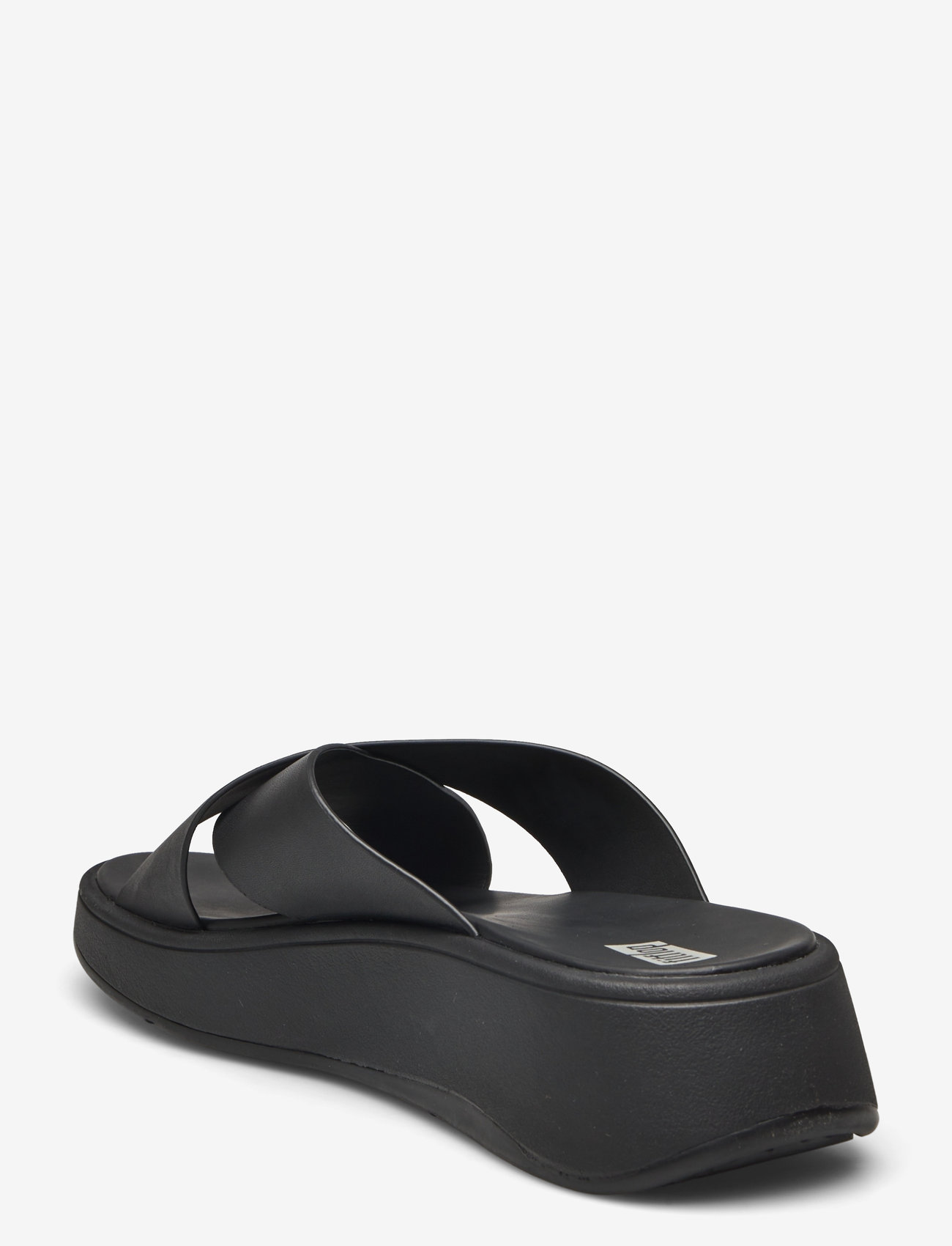 FitFlop - F-MODE LEATHER FLATFORM CROSS SLIDES - platvorm sandaalid - all black - 2